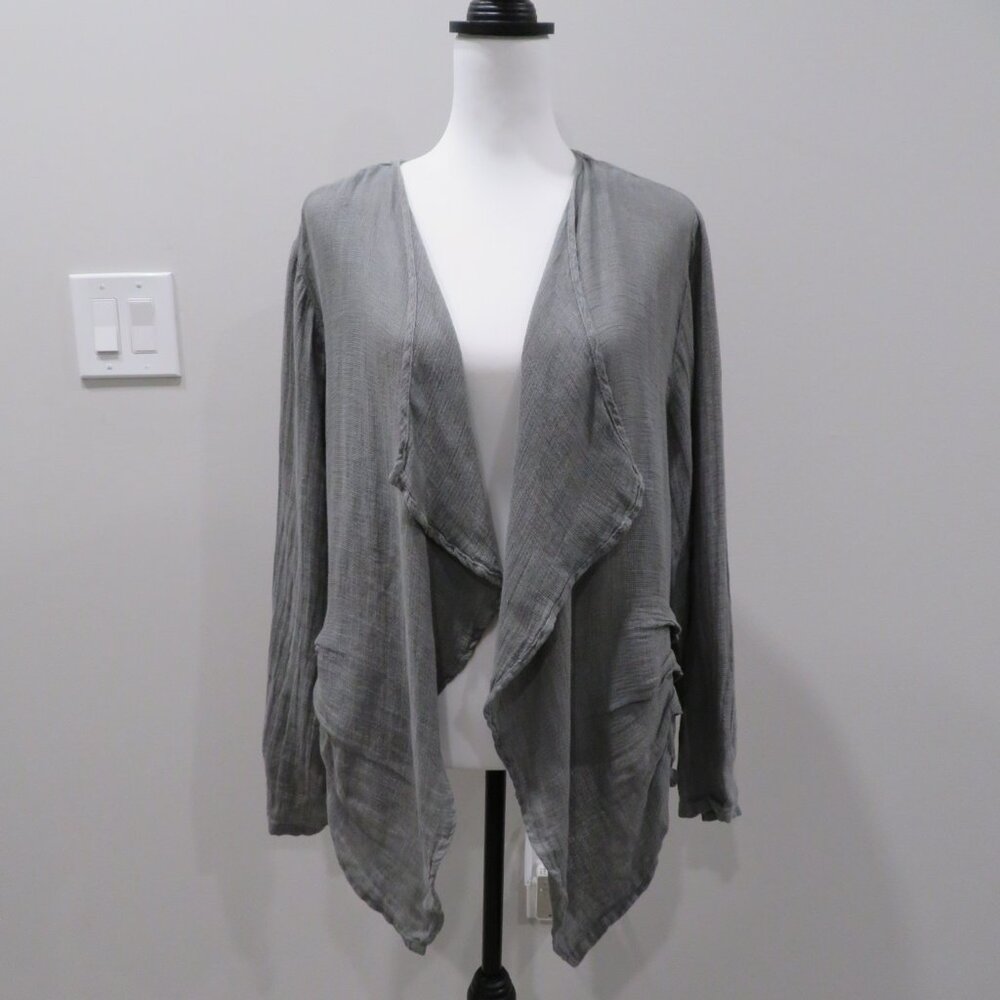 Fenini Gray Knit Open Front Cardigan